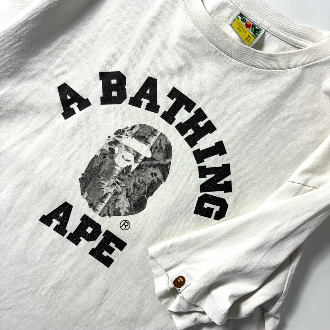 Bape  베이프 코튼 카모 컬리지 화이트 반팔 티셔츠  상품이미지3