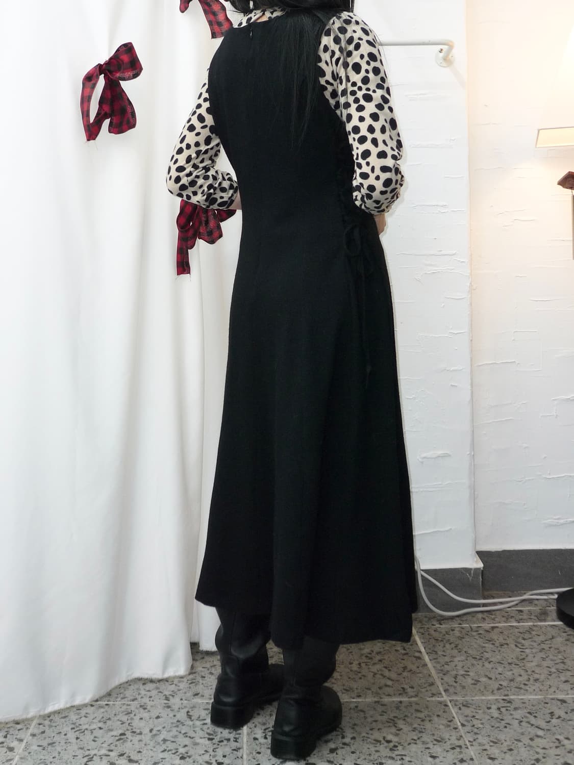 modern noir ribbon dress 상품이미지4