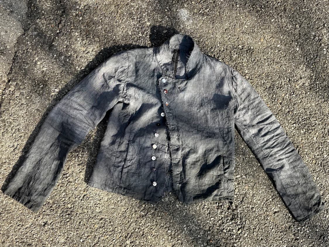 Hand dyed asymmetrical linen jacket 상품이미지1