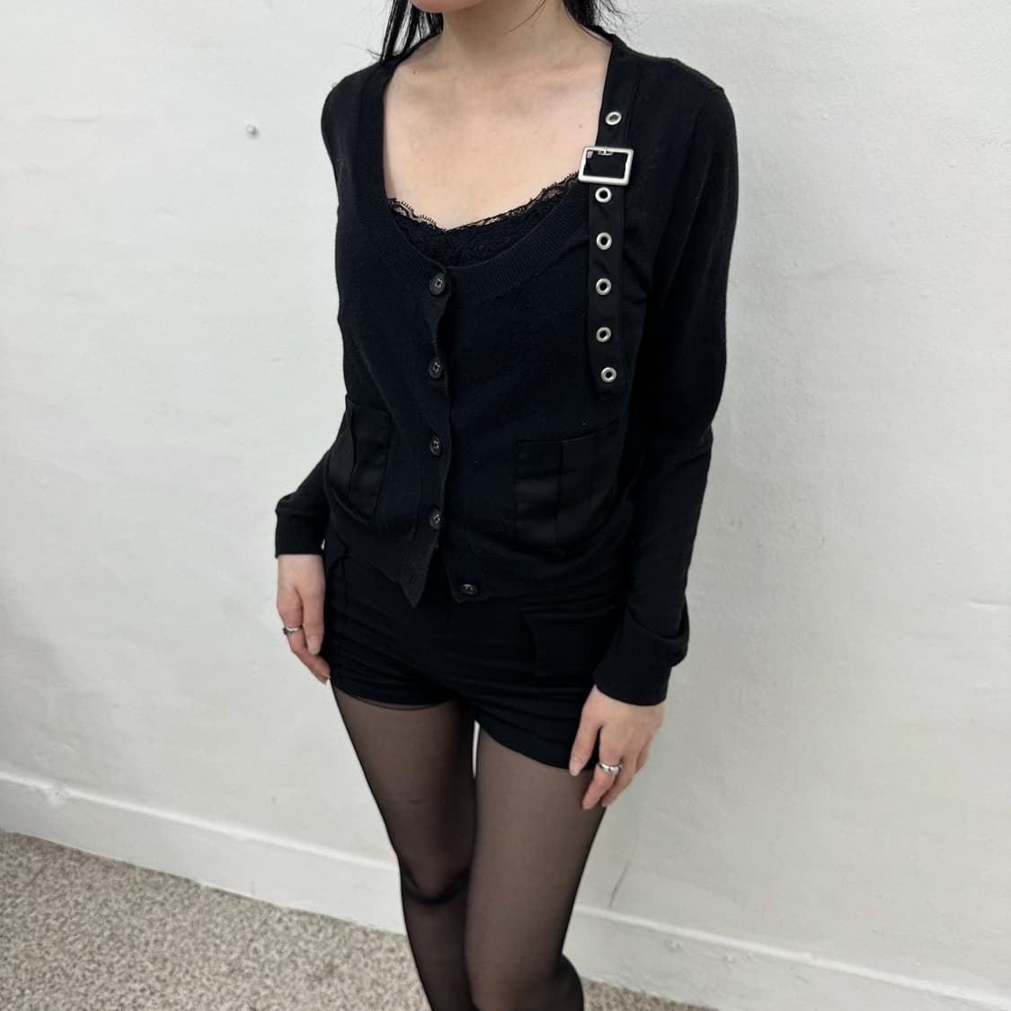 Punk eyelet detail cardigan 상품이미지2