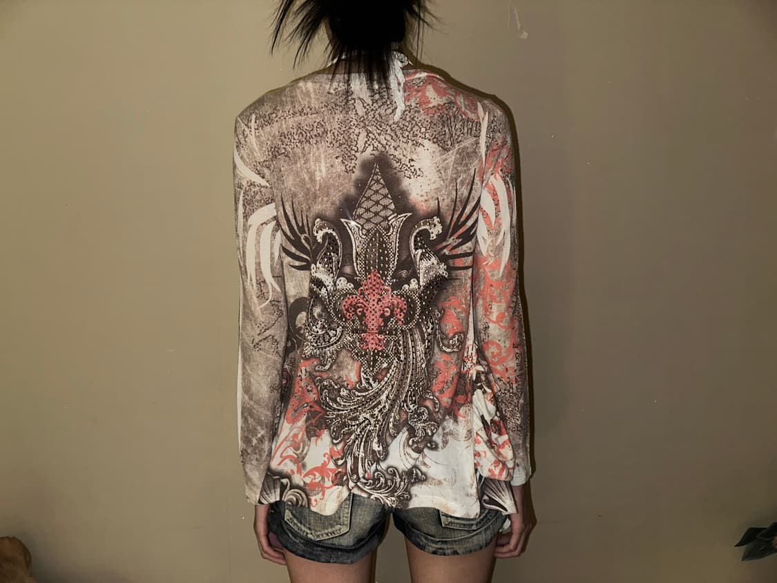 빈티지 핑크 엔틱 그래픽 가디건 상품이미지1