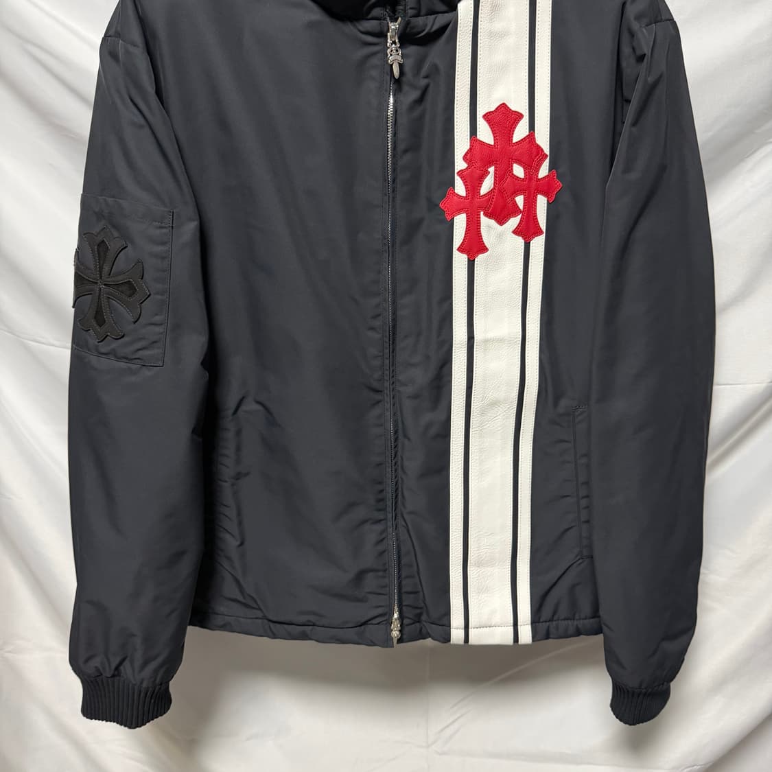 1250판매/S+급 크롬하츠 트리플 크로스 레더패치 폭스퍼 퍼자켓 상품이미지3