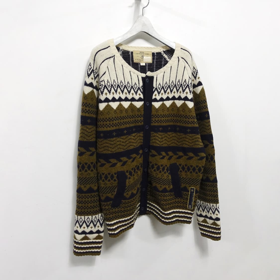 [L] DIESEL 디젤 노르딕 디자인 노카라 울 가디건 상품이미지3