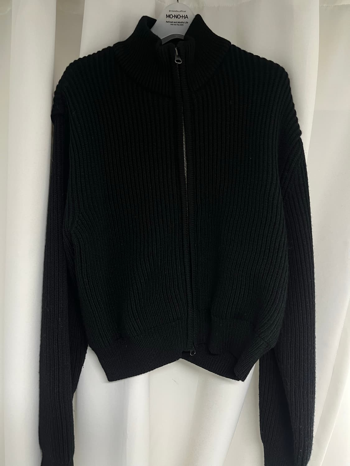 아모멘토 니트 블루종_Black_0 상품이미지3