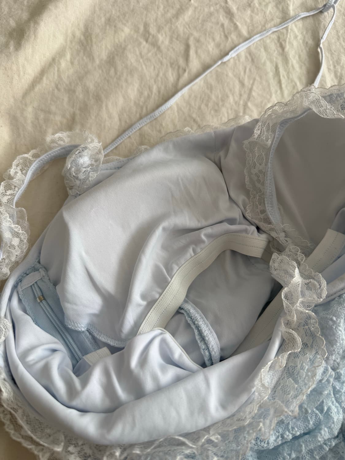 스카이블루 페어리 러블리 레이스 셔링 슬리브리스 상품이미지7