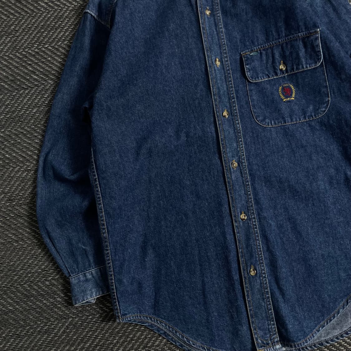 90s 타미힐피거 올드스쿨 월계수 로고 데님 셔츠y 3845 상품이미지4