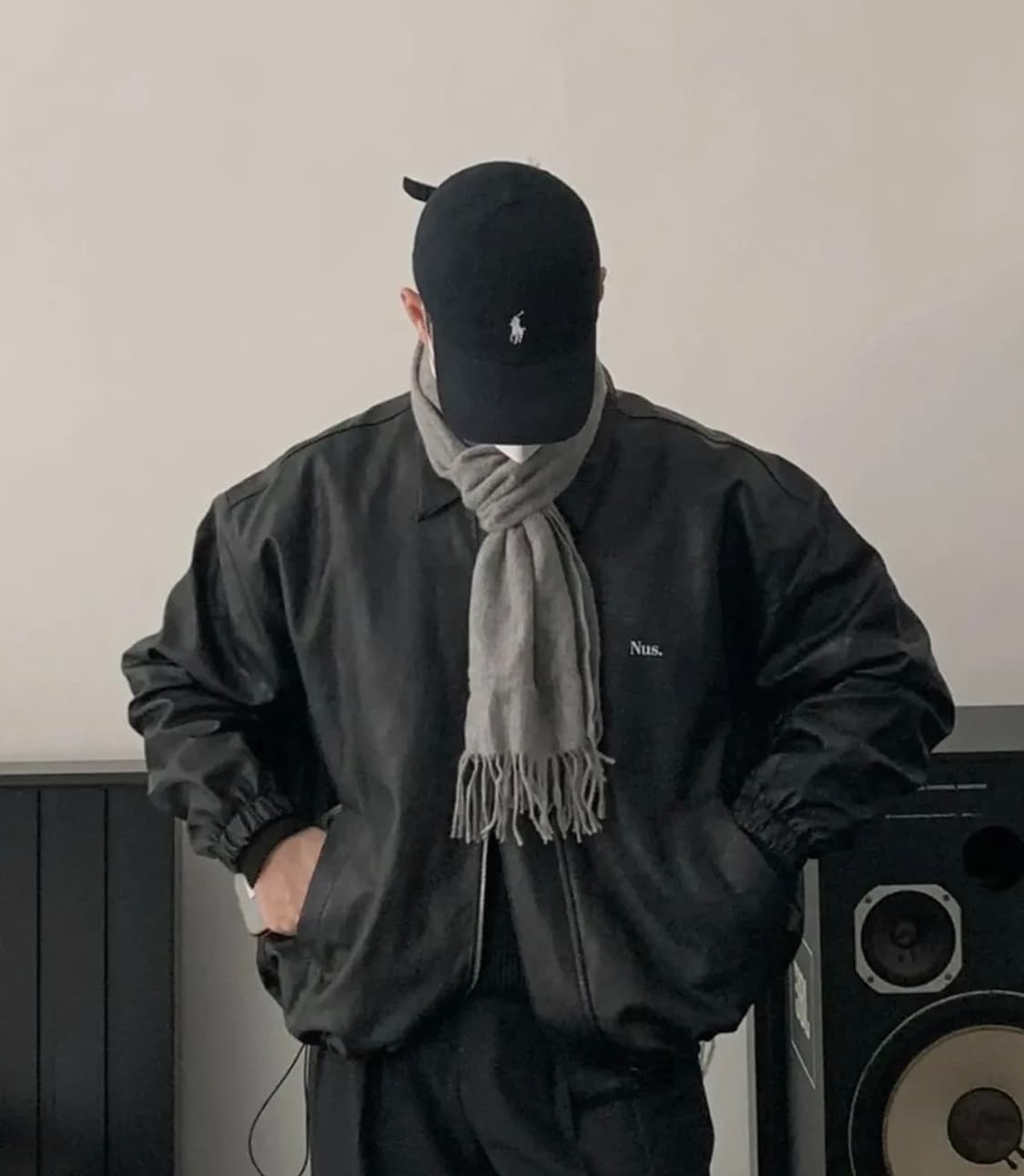 nus yel logo kara leather padding jacket 상품이미지1