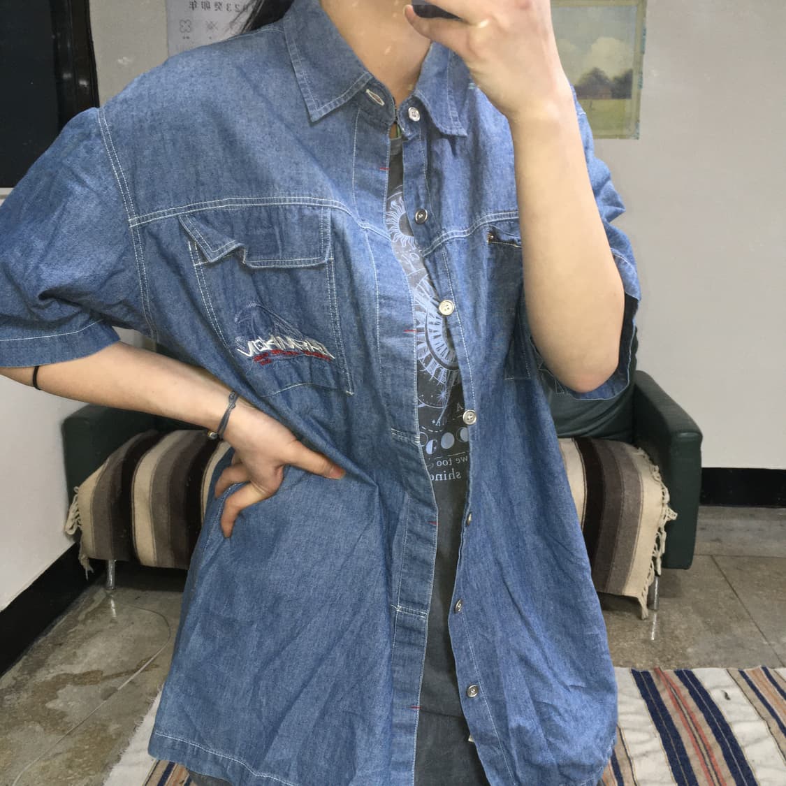 투티/A7 챔피온 연청 데님 반팔 셔츠 authentic athletic 상품이미지1