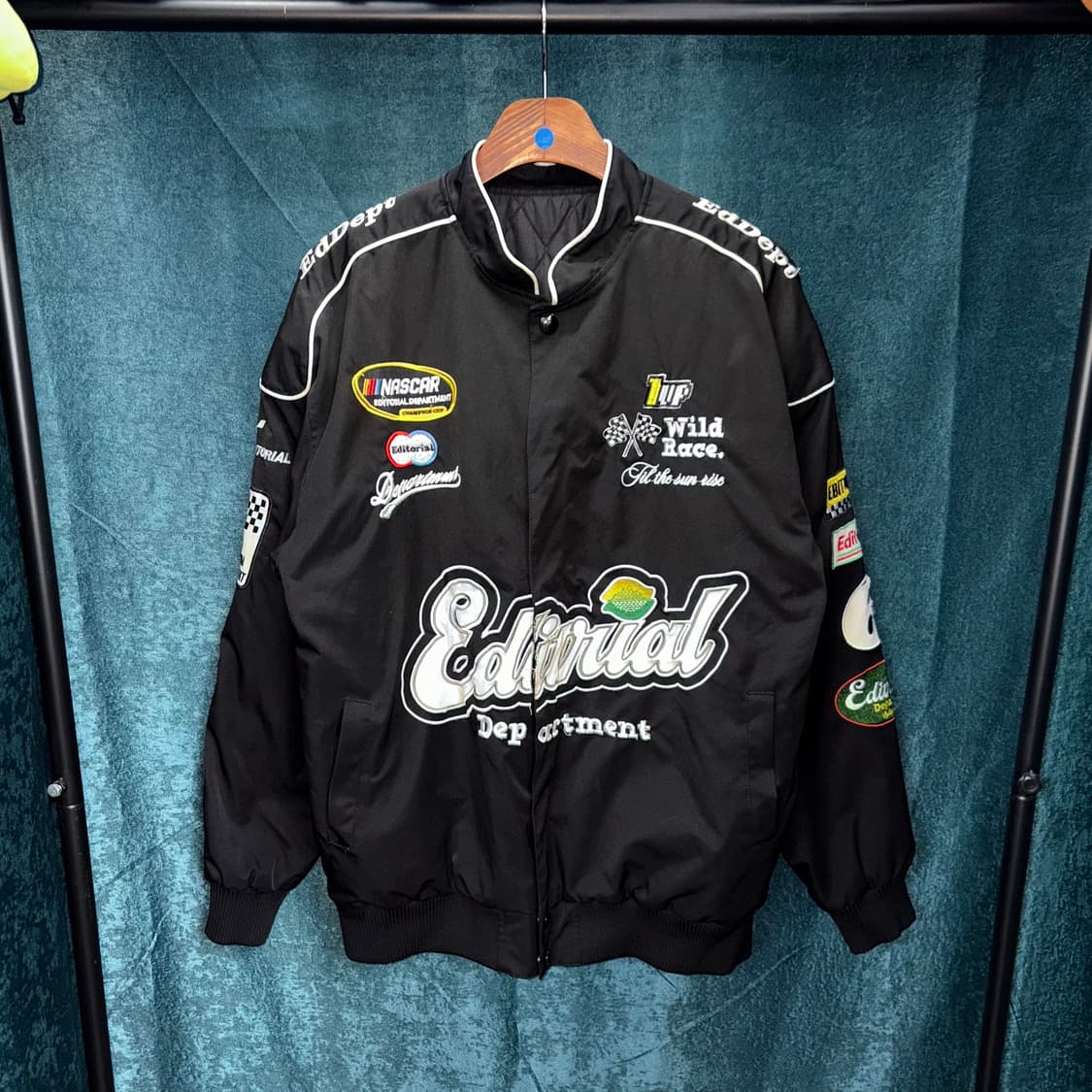 (XL) 빈티지 레이싱 블랙 봄버 자켓 상품이미지1