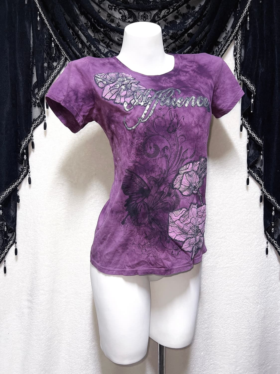 어플릭션st 버커루 y2k 와투케 갸루 펑크 00s 오리엔탈 레터링 반팔 상품이미지2