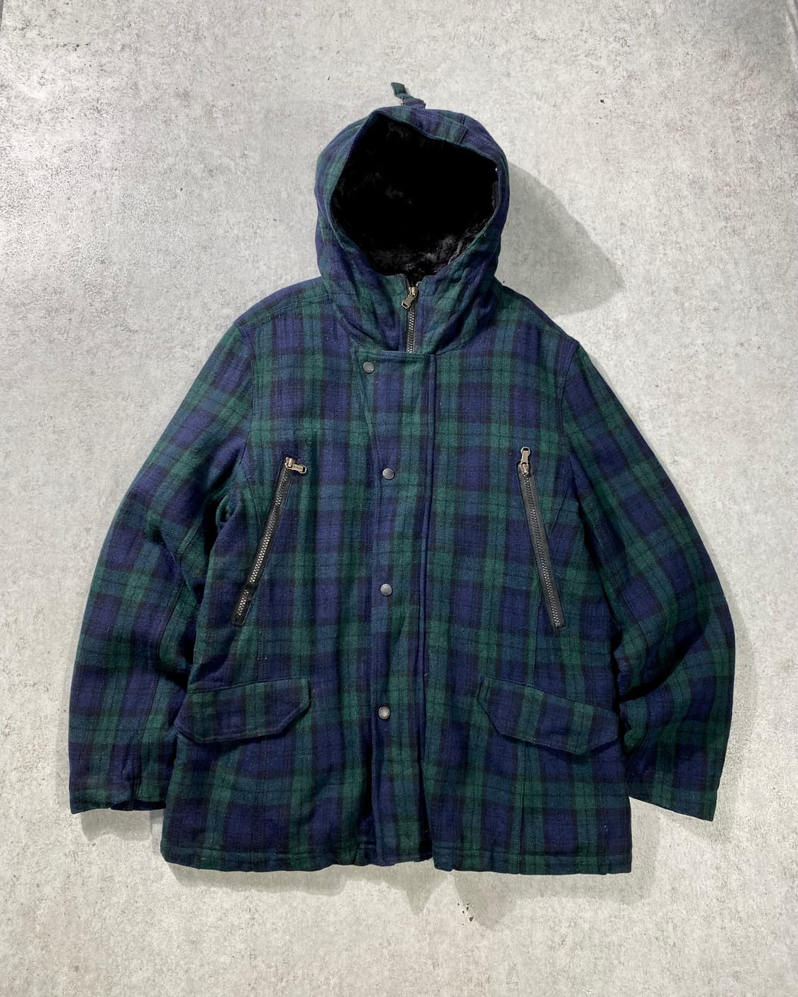 [L] TK MIXPICE 타케오 키쿠치 블랙와치 체크 울 후드 자켓 상품이미지1