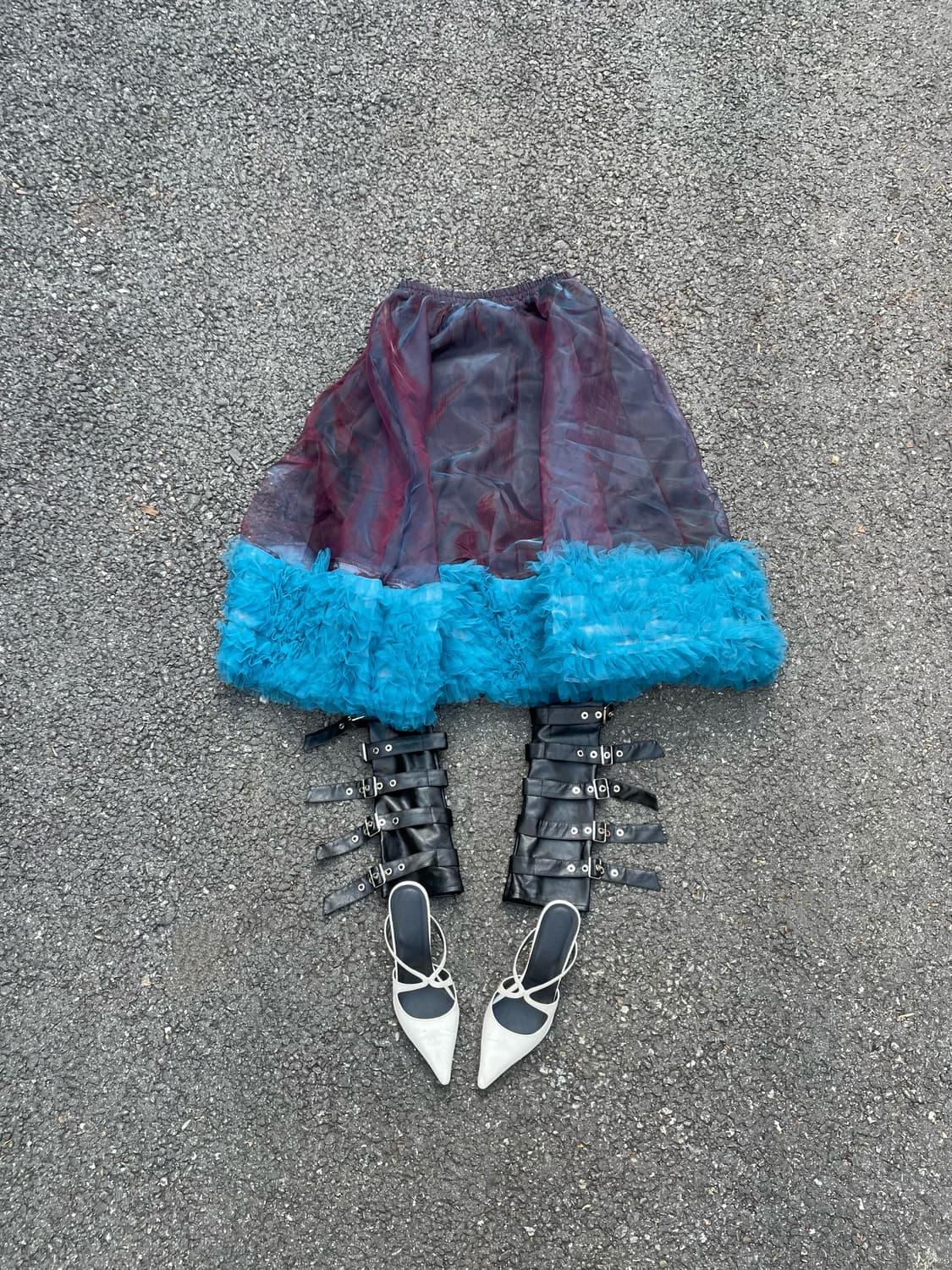 Aqua cloud ruffle banding sha skirt 상품이미지1