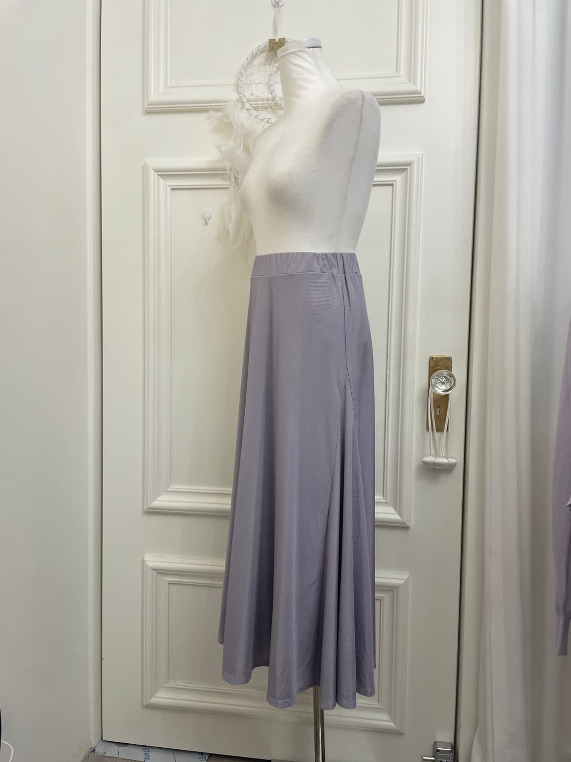 lavender basic long banding skirt 상품이미지2