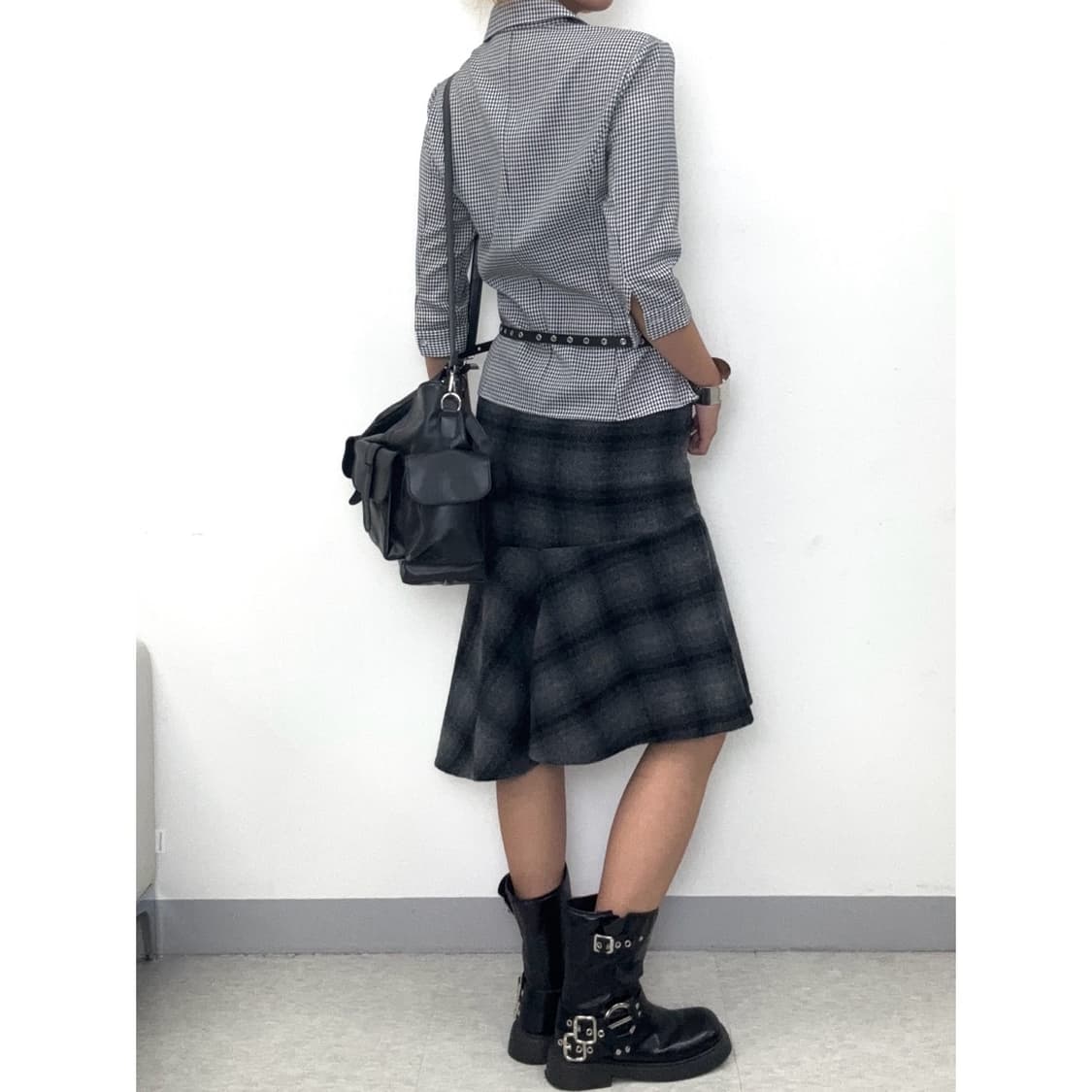 빈티지 차콜 체크 스커트 상품이미지2