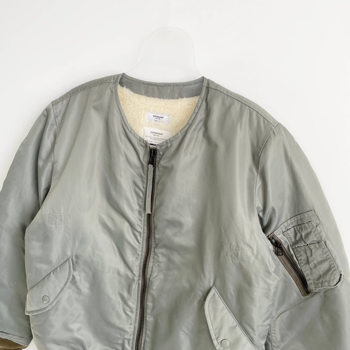 F2 에스피오나지 Yupon 넥리스 보아 MA-1 재킷 올리브 L사이즈 상품이미지2