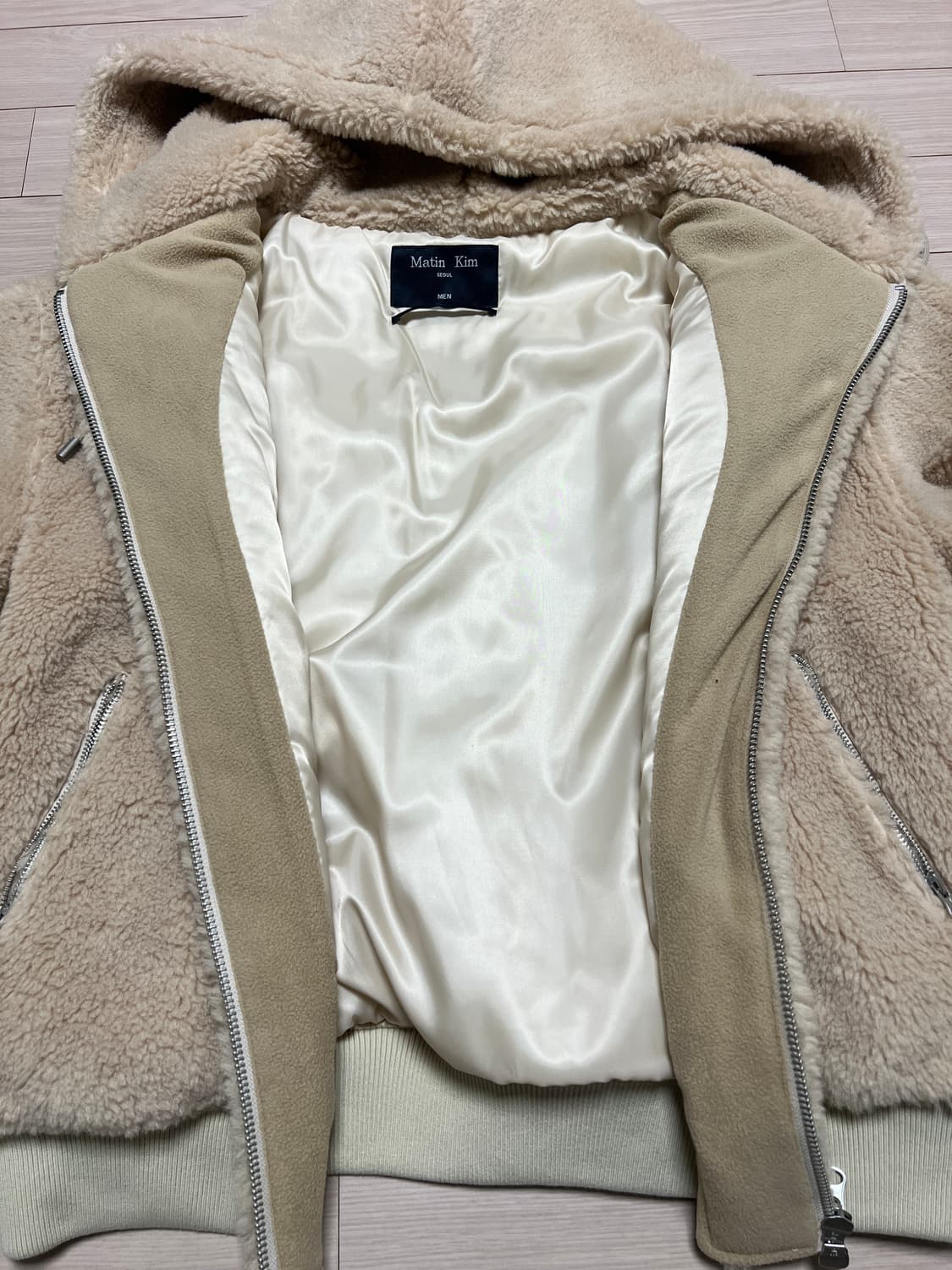 Matin Kim 로고 포인트 플리스 후디 집업 점퍼 베이지 / XL 상품이미지7