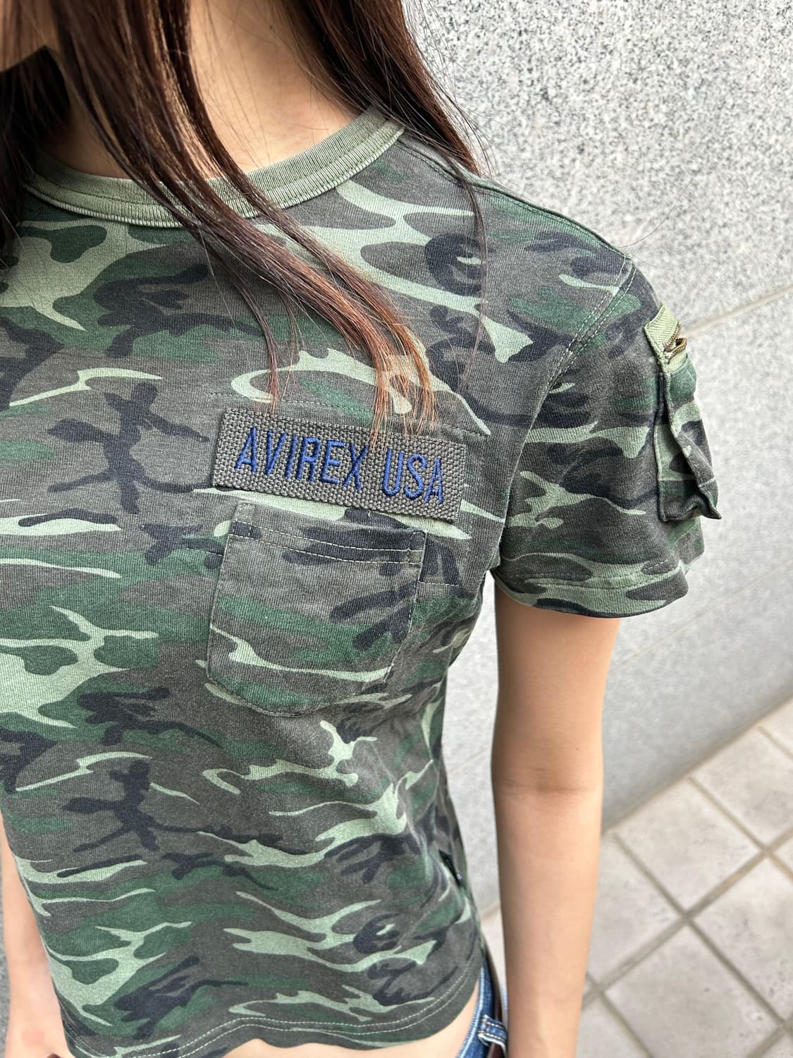 아비렉스 카모 크롭 티셔츠 베이비 티 상품이미지3
