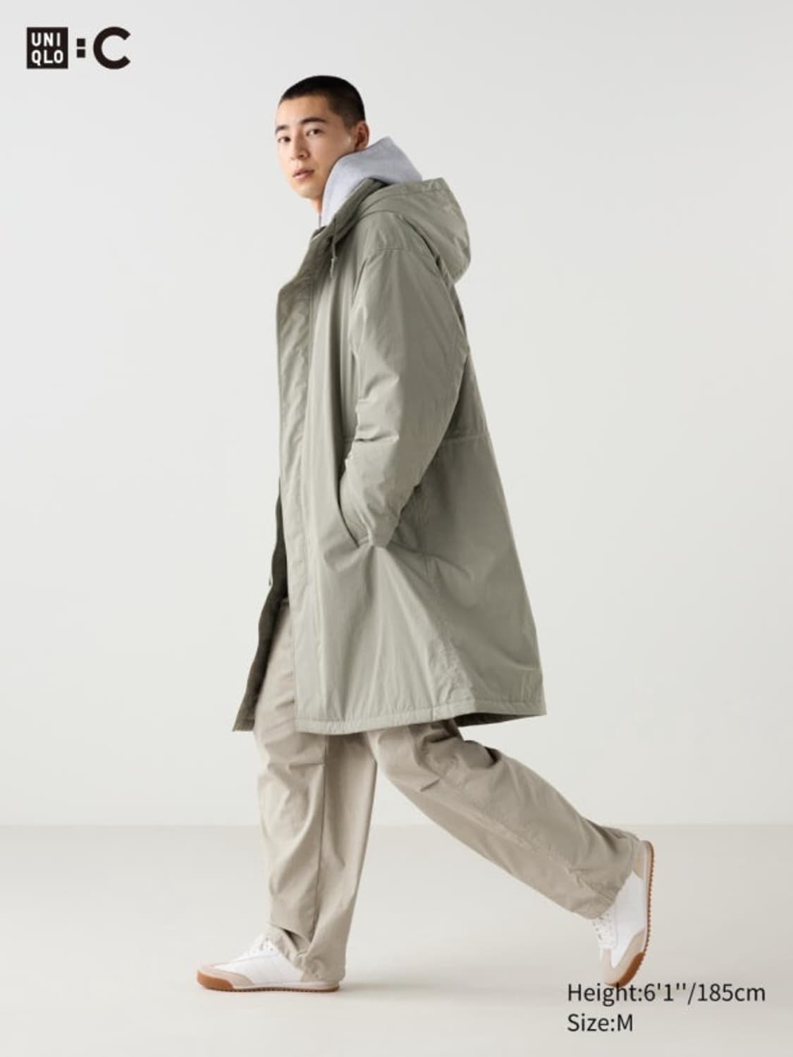 유니클로 c 후드코트 카키 S 상품이미지1