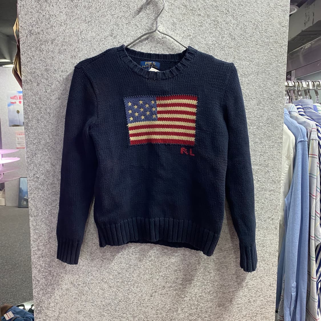 폴로 랄프로렌 성조기 네이비 라운드 니트 B4559 상품이미지2