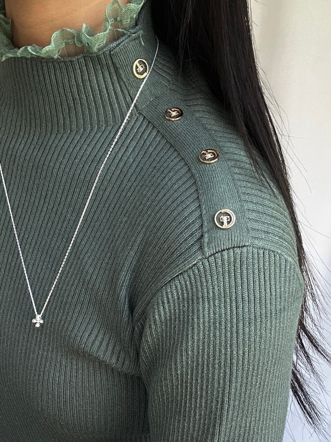 빈티지 레이스 레이어드 목폴라 니트 상품이미지4