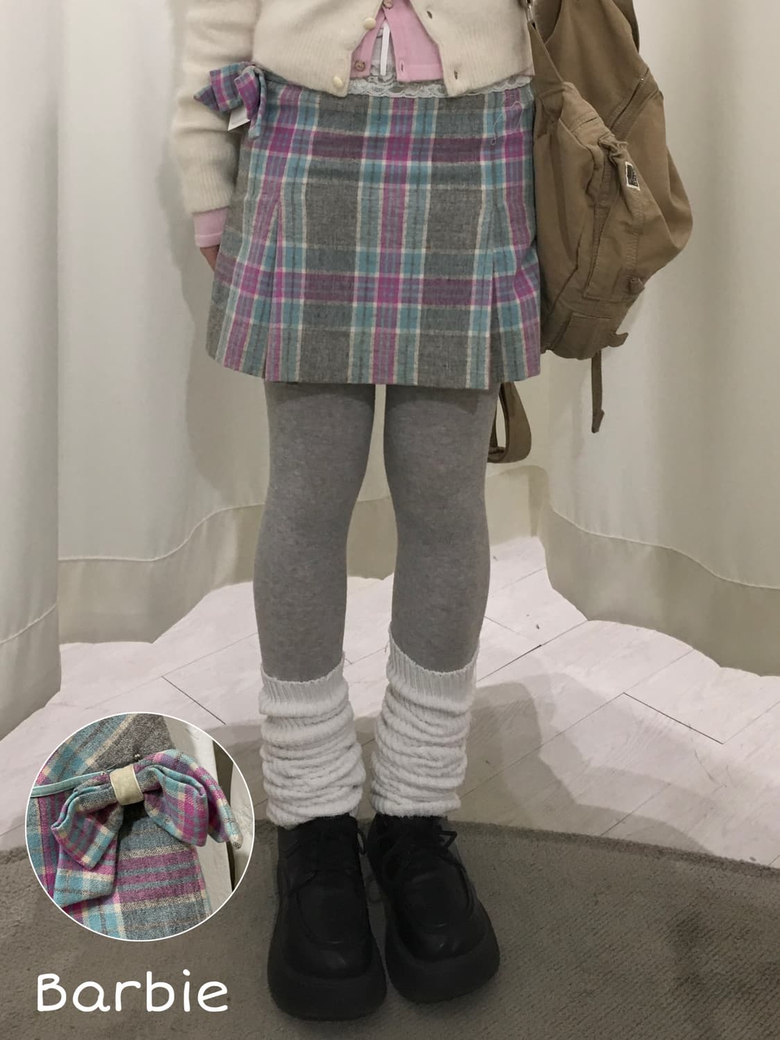 Barbie y2k ribbon check skirt 상품이미지1