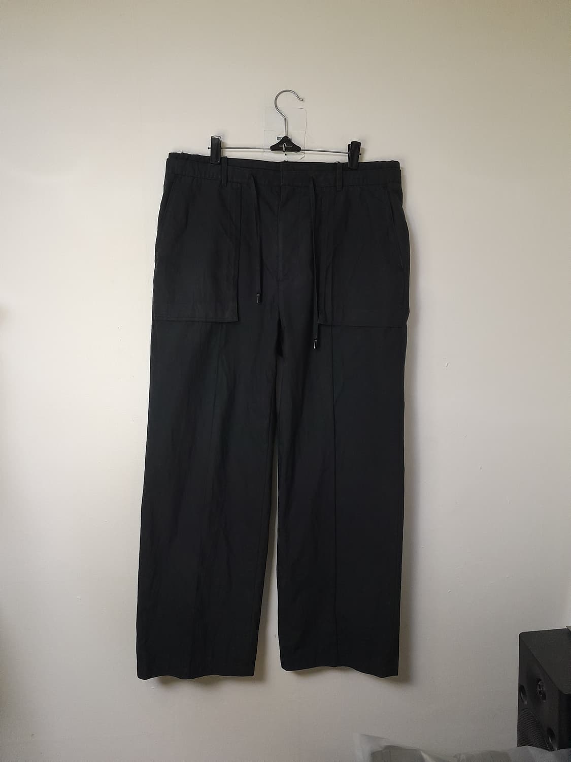 준지 블랙 드로우스트링 코튼팬츠 48/32" 상품이미지1