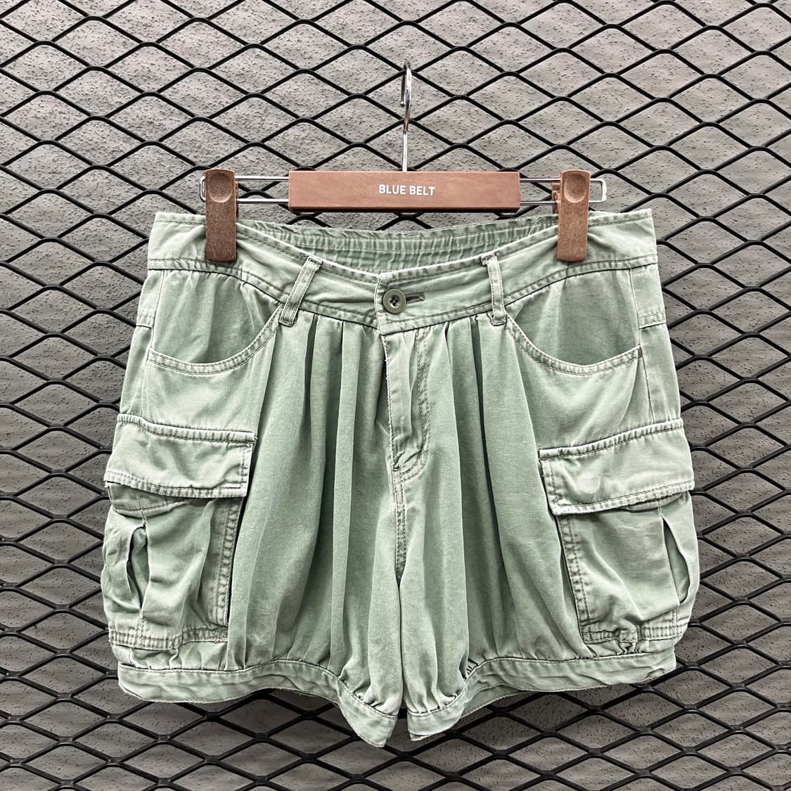 USA VINTAGE 숏 팬츠 연카키 펌킨 카고 핀턱 셔링 디테일 바지 상품이미지2