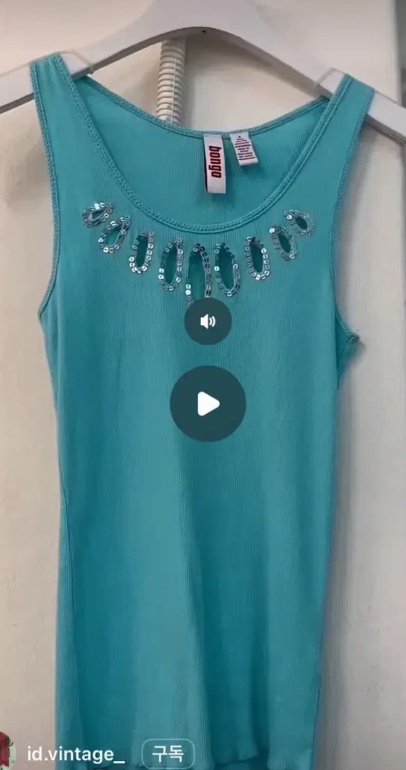 Bongo아이디빈티지 아쿠아블루 나시 홀 아일렛 민소매 상품이미지1