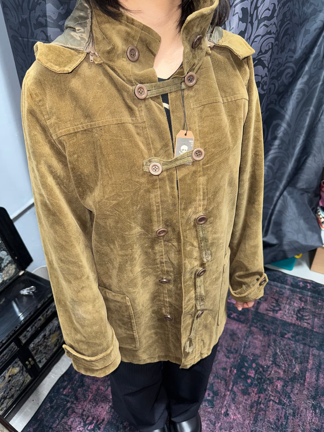 토글 버튼 포인트 벨벳 자켓 상품이미지1