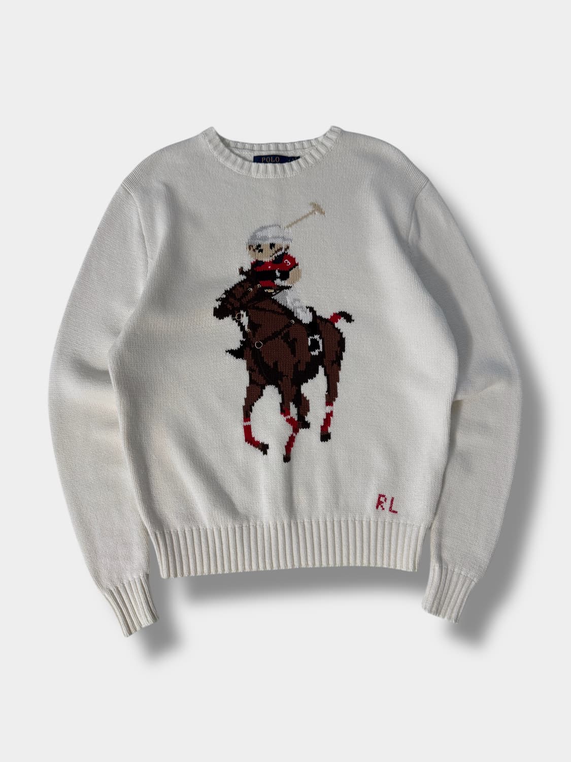 폴로 랄프로렌 루즈핏 신형 폴로베어 화이트 코튼 니트 상품이미지1