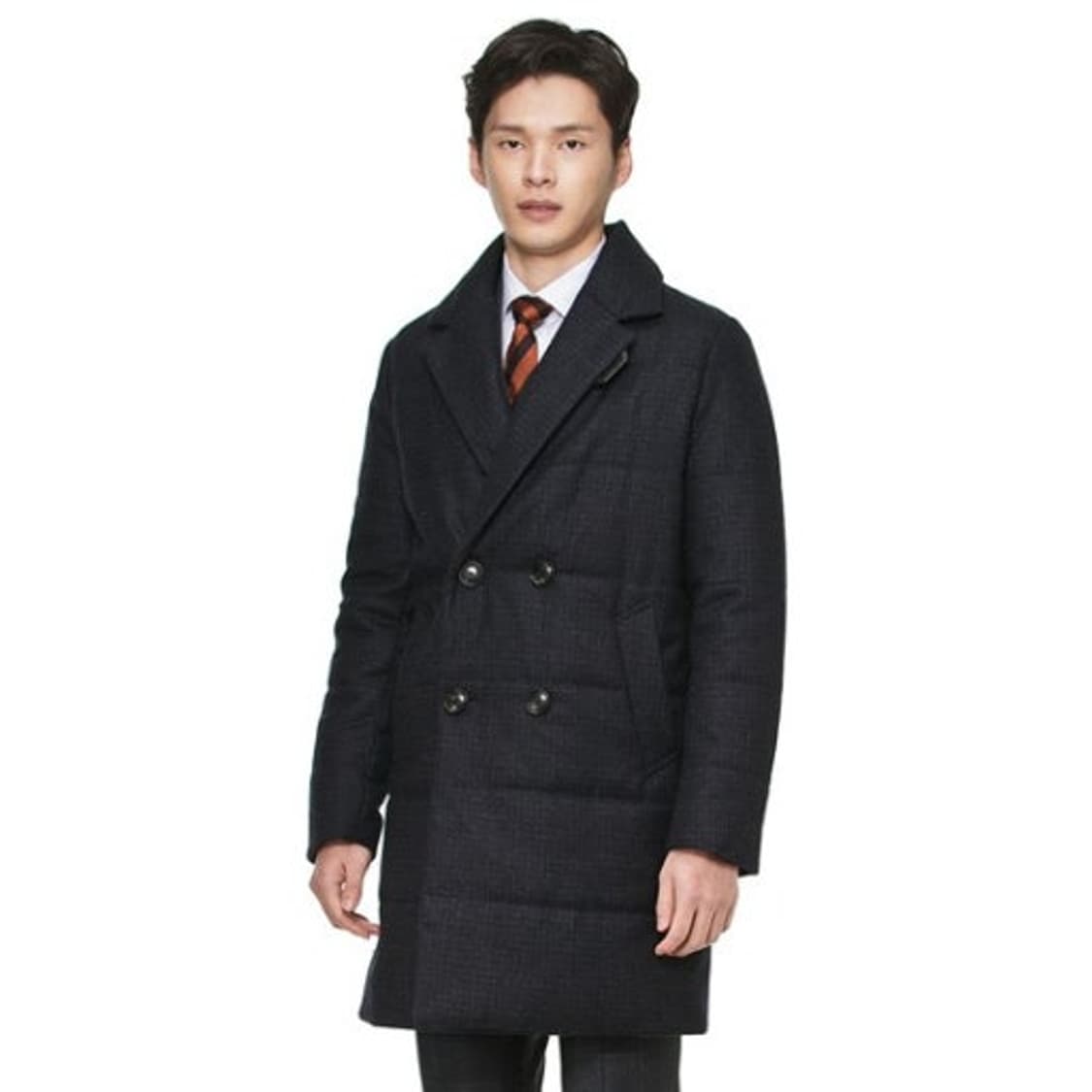 커스텀 멜로우 윈도우 체크 더블 브레스트 패딩 코트 상품이미지8