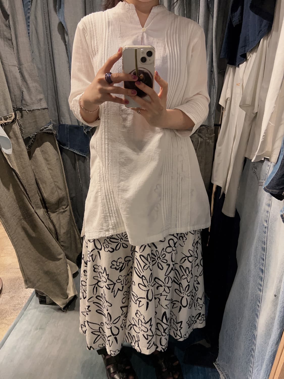 44-66) Plantation Textured Pintuck Tunic 상품이미지4