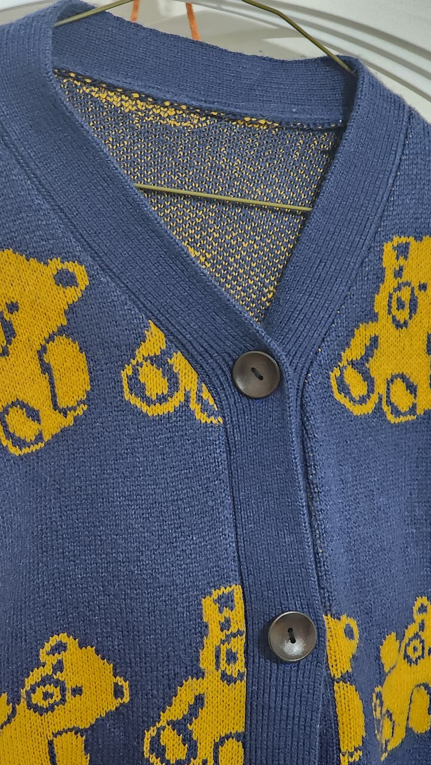 구찌 스타일 곰돌이 패턴 가디건 상품이미지4