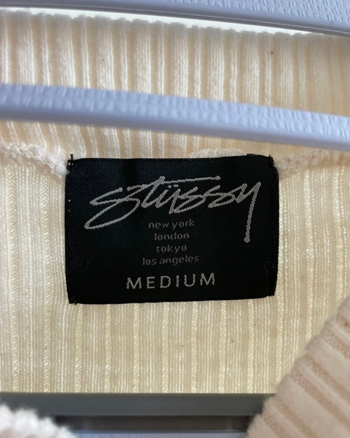 스투시 아이보리 골지 컷아웃 반팔티 M 상품이미지6