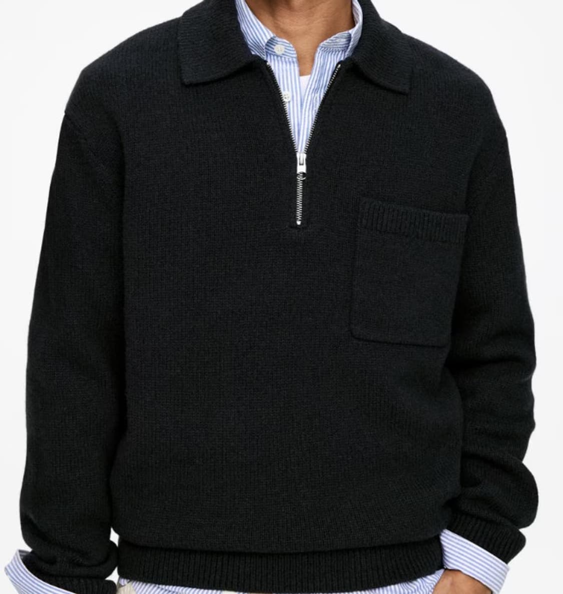 ARKET 아르켓 울 지퍼 폴로 셔츠 네이비 / L 상품이미지3
