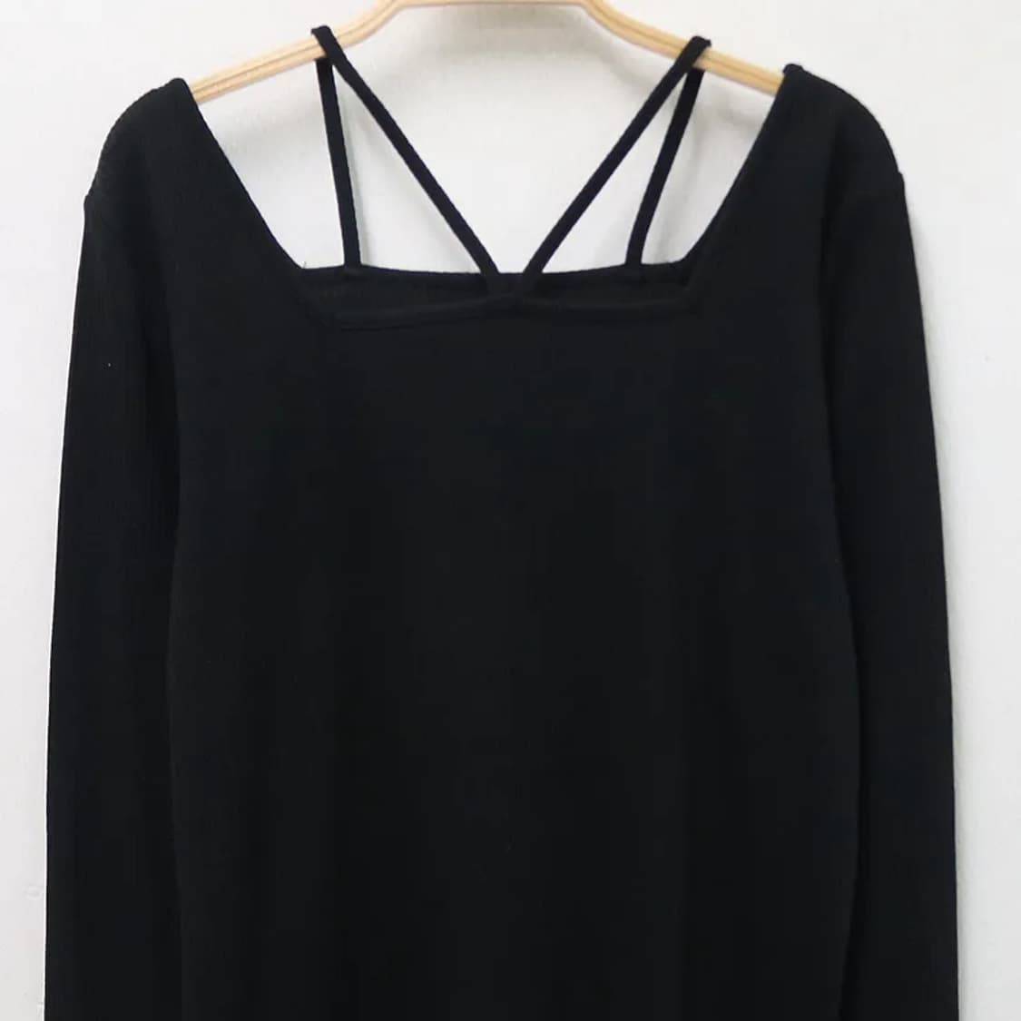 넥 스트랩 포인트 골지 티셔츠 62389 상품이미지7