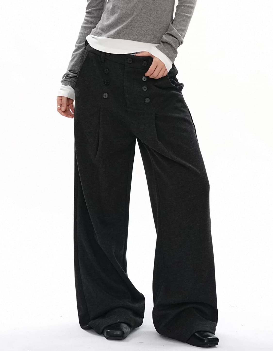 버튼 디테일 트라우저 상품이미지2