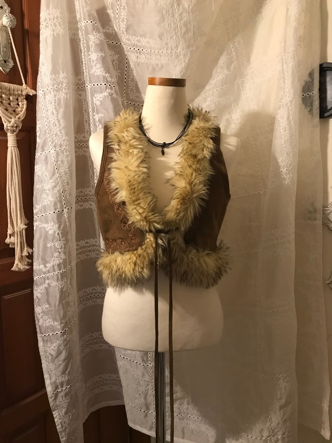 빈티지 보헤미안 퍼 베스트 상품이미지1