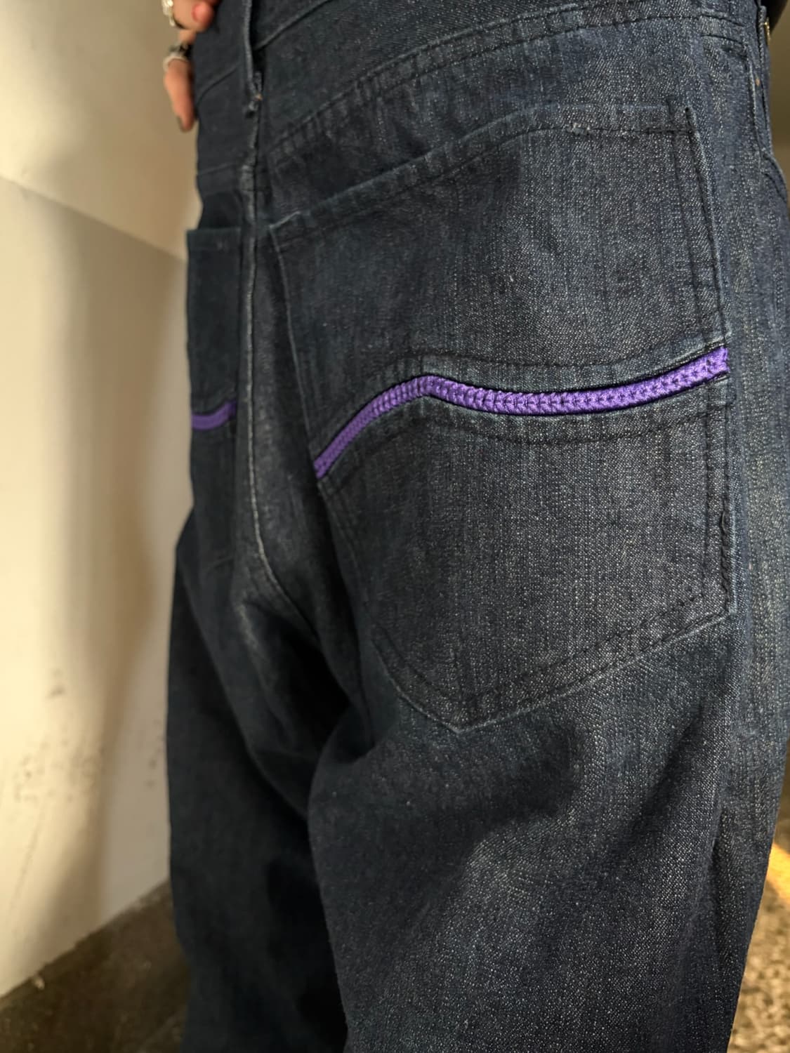 90s 올드스쿨 션존자수 오버 와이드 데님 팬츠 상품이미지5