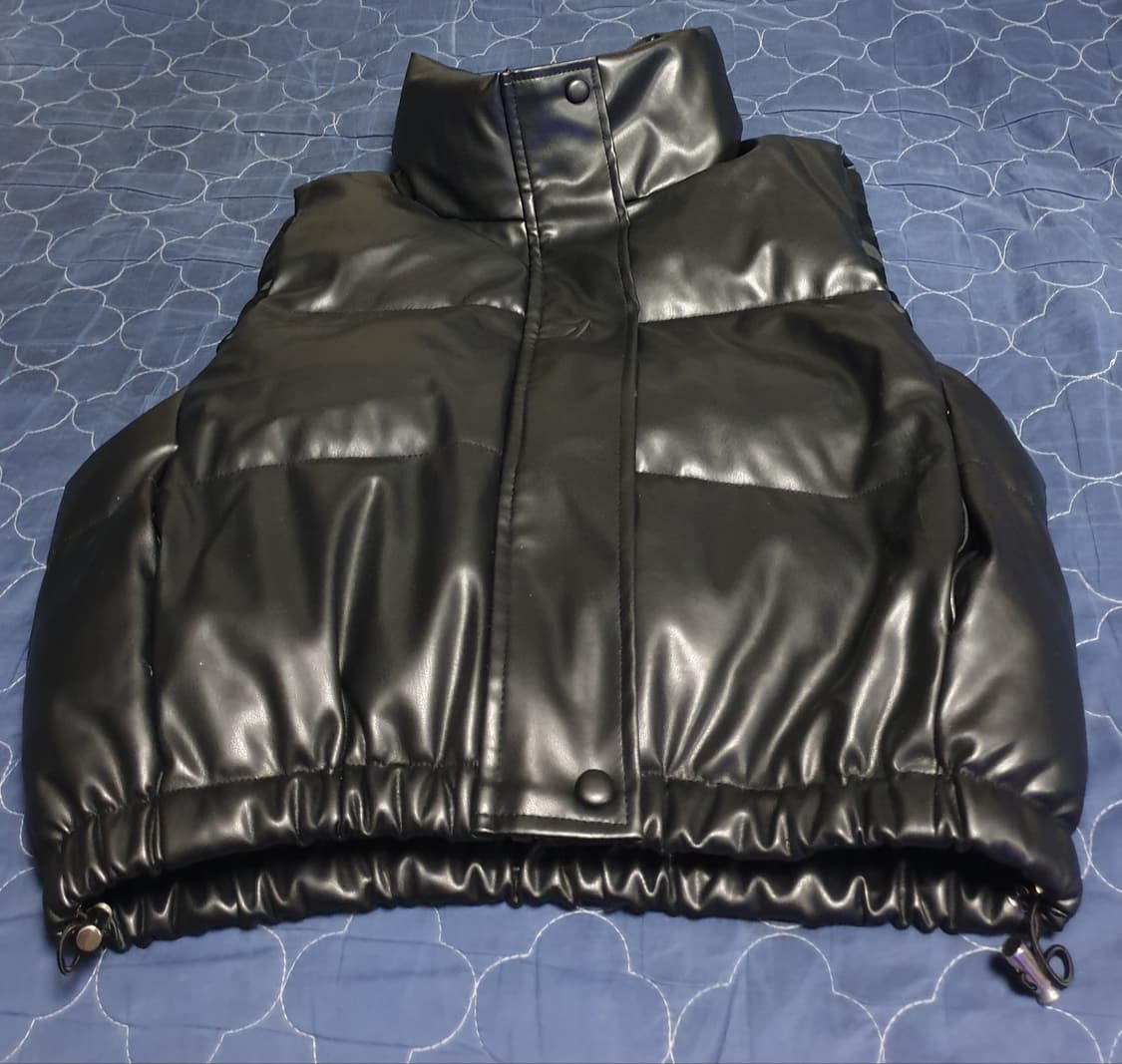 가죽 조끼패딩 블랙 (S) 상품이미지1