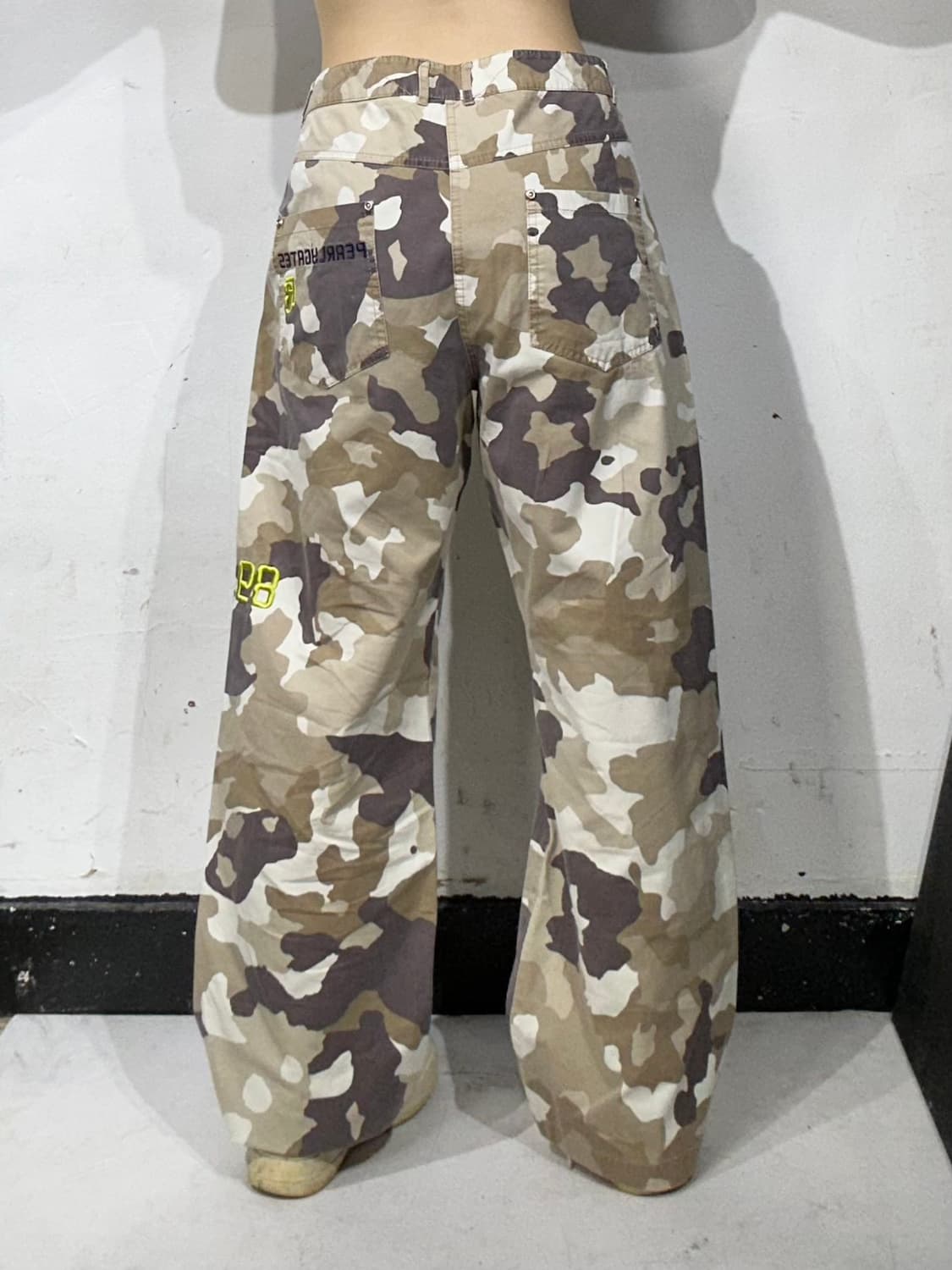 일본 빈티지 베이지 카모 밀리터리 카고 와이드 팬츠  상품이미지3