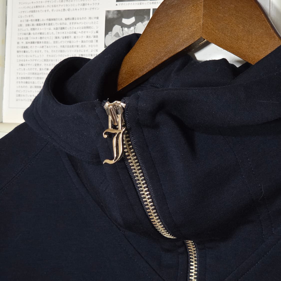Y2K 쥬시꾸뛰르 네이비 오버핏 큐빅 후드집업 상품이미지3