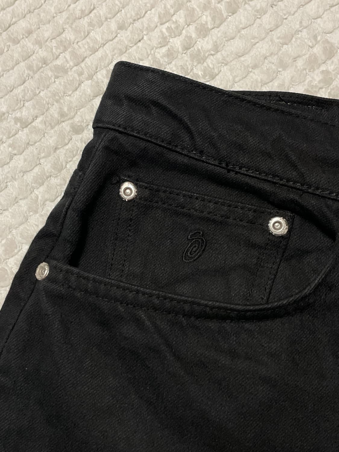 STUSSY 스투시 빅올진 루즈핏 워시드 블랙 데님 팬츠 새상품 상품이미지7