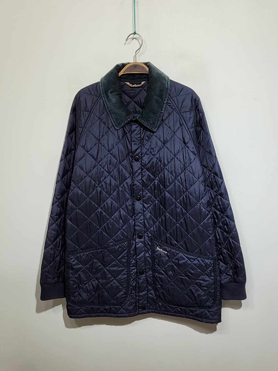 (L) 바버 퀼팅자켓 네이비 누빔점퍼 코듀로이 카라넥  상품이미지1