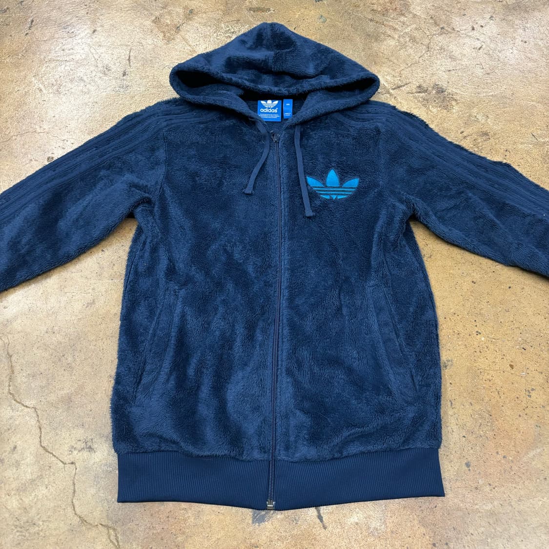 아디다스 네이비 백로고 후리스 후드집업 85 상품이미지3