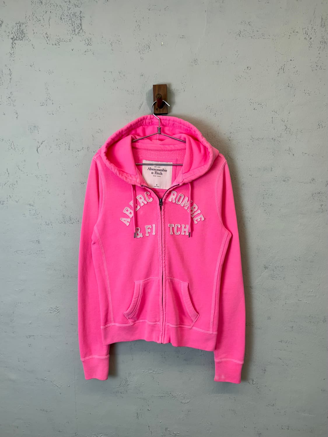 아베크롬비 핫핑크 로고 후드집업 상품이미지1