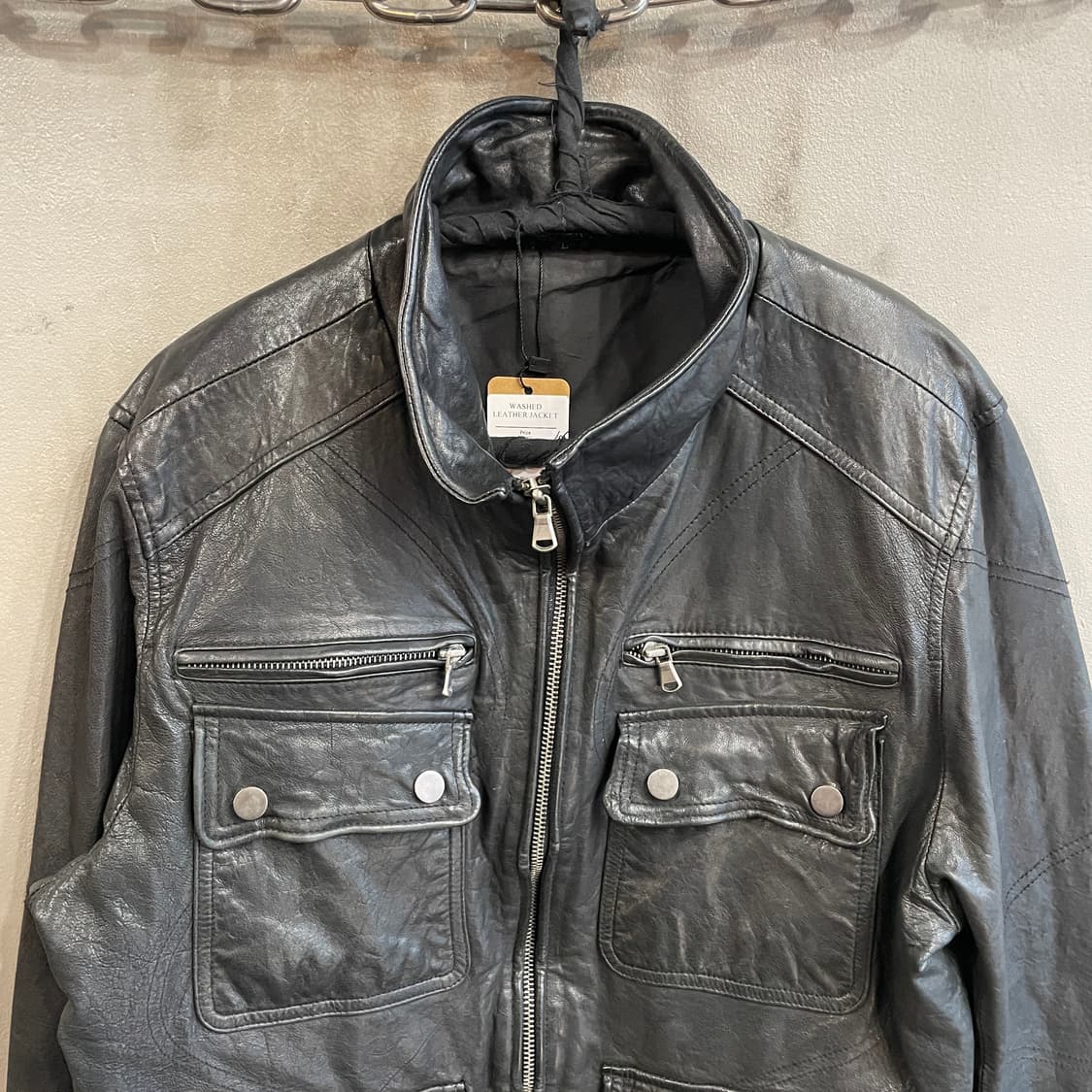 워시드 레더 자켓 상품이미지3