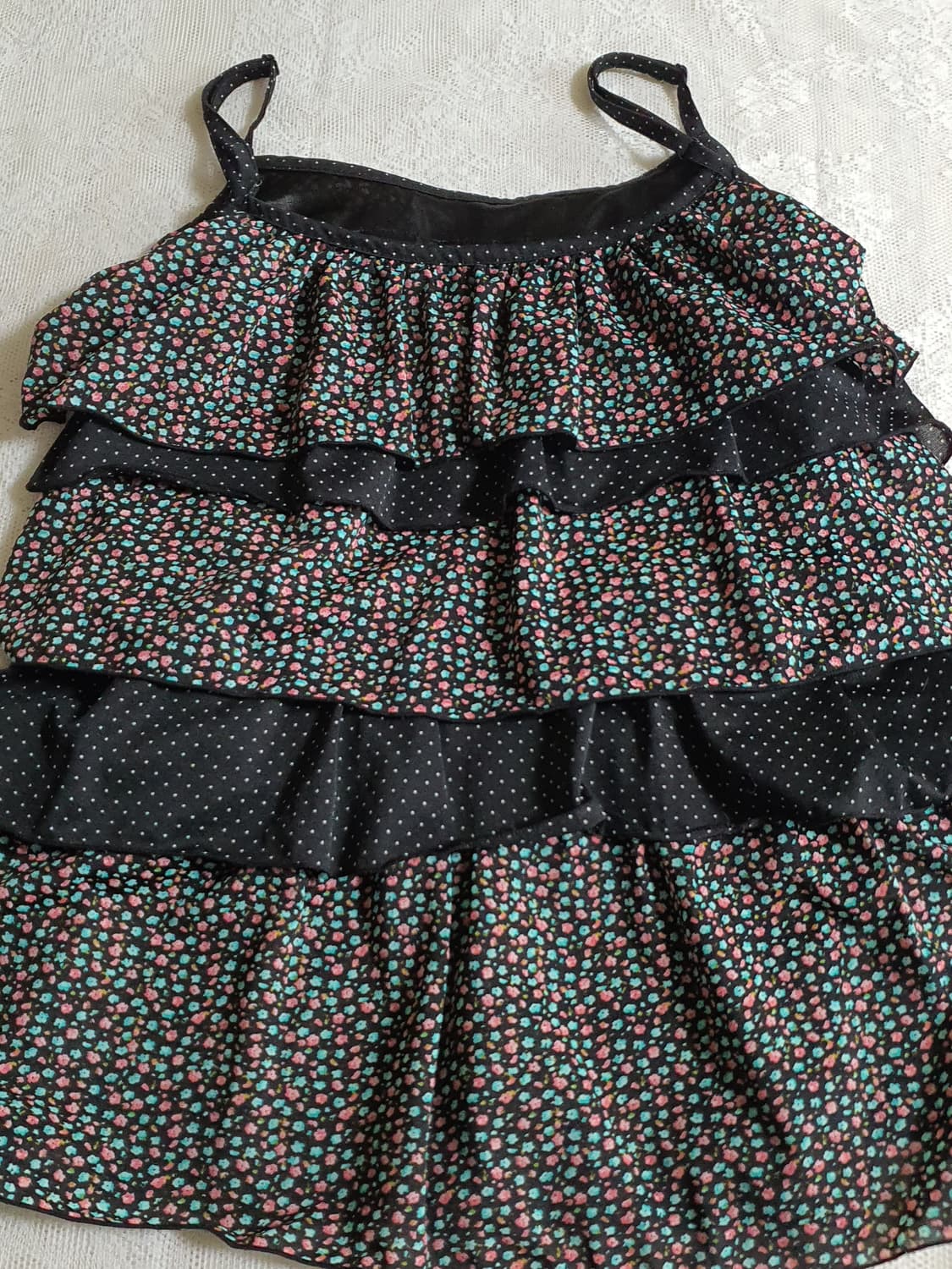 [일본빈티지] 플라워 프린트 레이어드 끈 나시 원피스 상품이미지8