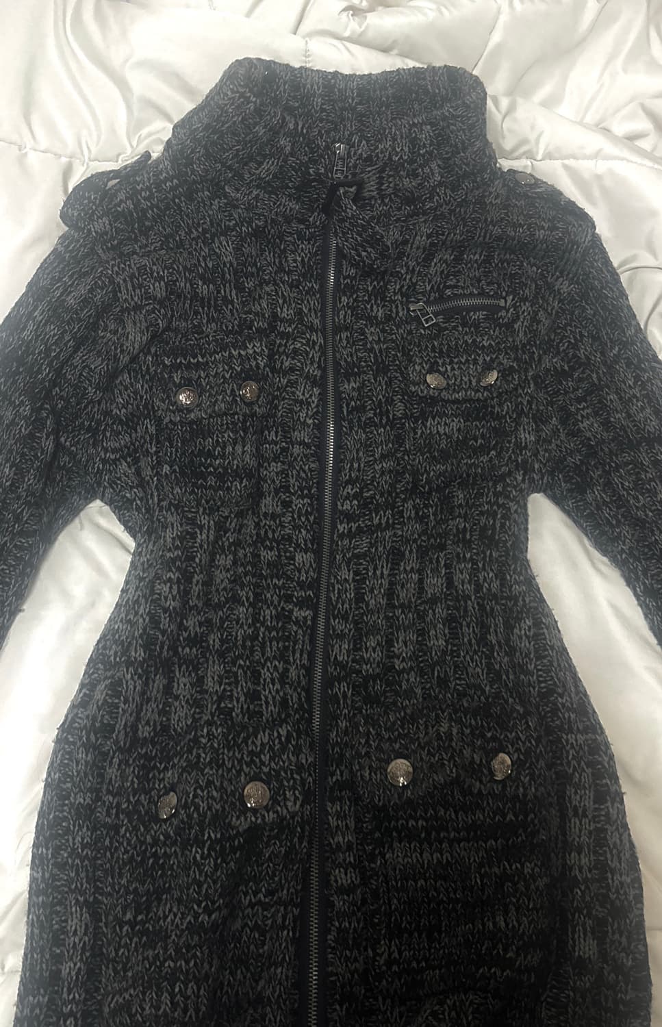 빈티지 하이넥 롱 니트 아우터 블랙 상품이미지1