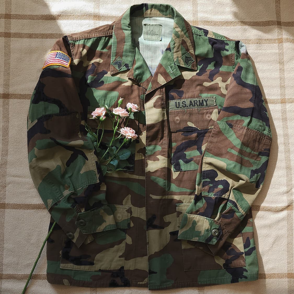 90 년대 미군 오리지널 카모 셔츠자켓 BDU 미디움 숏 상품이미지1